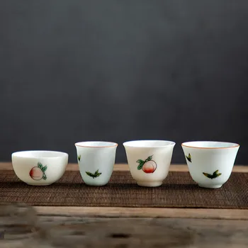 Beyaz Porselen El Boyalı Çay Fincanı Seramik Kung Fu Master Fincan Basit Yapımı Su Kupa Yaratıcı Ofis Kase Drinkware