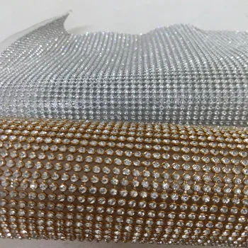 Bling Bling Tıknaz Glitter Gümüş Altın Temizle Rhinestone Tutkal Geri Metal örgü kumaş Metalik kumaş Metal Pullu Payetli Kumaş