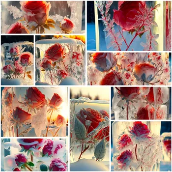 Boya Numarası Resimleri Kırmızı Gül Çiçek Akrilik Boya Kişiselleştirilmiş El Sanatları Malzemeleri Yetişkinler İçin Ev Dekor çocuk Hediye Toptan