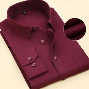 Büyük boy erkek Elbise Gömlek Sosyal Resmi Uzun Kollu Lüks Ofis Artı Boyutu İş Kırmızı Siyah Beyaz Renk Gömlek erkekler İçin