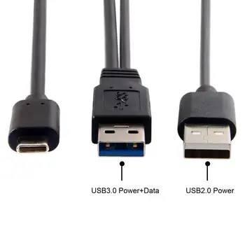 Cablecc Tip-C USB-C USB 3.0 Kablo Adaptörü USB-C Tip - C USB 3.0 Erkek USB 2.0 Çift Güç Veri Y Kablosu Dizüstü sabit disk