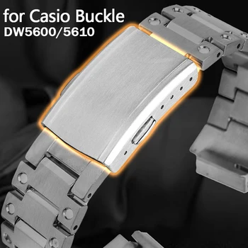 Casio DW5600 DW5610 Metal Katlanır Çift Toka Paslanmaz Çelik Kordonlu Saat Düğmesi Küçük Kare Çelik Kayış Toka 18mm Toka