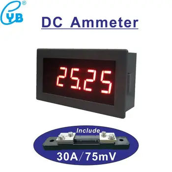 DC Ampermetre DC30A Akım Ölçer Dahil Şant 30A / 75mV DC ampermetre Besleme Gerilimi DC12V 24V 5V Amp panel metre akım test cihazı