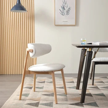 Deri Lüks yemek sandalyeleri Ahşap İskandinav Rahat Döşemeli Tuvalet Masası Sandalye Tırnak Ergonomik Silla Comedor Mobilya