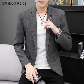 DYB & ZACQ erkek takım elbise tek üst genç ve orta yaşlı Kore versiyonu ince yakışıklı trend İngiliz tarzı günlük giysi erkek ceket