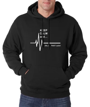 EKG Kalp Atış Hızı Paramedik komik tişörtü Sakin Ol ve...Değil Sakin baskı erkekler hoodies 2019 sonbahar kış polar hoody S-2XL