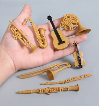 El Boyalı Simülasyon Enstrüman Modelleri, gerçekçi Katı Plastik Heykelcik Gitar Keman Flüt Çocuk Montessori Oyuncak