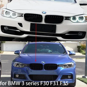 Elmas Ön Izgara Izgaraları Böbrek ızgara Değiştirme BMW 3 serisi için F30 F31 F35 2011-19 Çift Çıta M Spor Stil Parlak Siyah