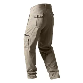 Erkek kargo pantolon Düğmesi Zip Fly Pantolon Çok Yönlü erkek Streetwear Pantolon Çok cepli Gevşek kesim Yumuşak Pamuklu Malzeme Sonbahar için