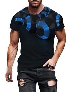 Erkek Yaz Kısa Kollu 3D Baskılı Stereo Vortex Dijital Mesaj erkek tişört Moda Sokak Giyim Büyük Boy