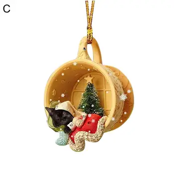 Fincan Köpek Süs Şenlikli Akrilik Köpek Süsler Ev Araba Sırt Çantası Dekorasyon Sevimli 3d Fincan Düz Noel için Noel için