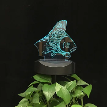 Goden Balık Şekli 3d LED Masa Gece Lambası Peyzaj Aydınlatma Renk Değişimi Kapalı Açık Güneş Enerjisi 3D Lamba Hediye Dropshipping