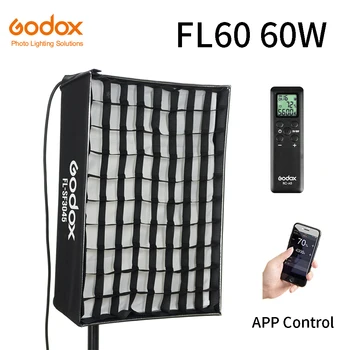 Godox FL60 60W Taşınabilir LED Video İşığı Katlanabilir Bez Lamba Petek İzgara Softbox + Uzaktan Kumanda Stüdyo Çekim için