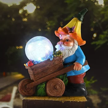 Güneş ışığı dekoratif Goblin Arabası Heykelleri El sanatları Reçine Cüce Elf Bahçe Heykel Tatil Hediye Ev Dekor Çim Avlu
