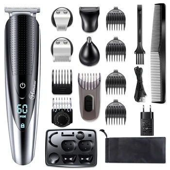 HATTEKER Profesyonel Saç Kesme Erkekler için Şarj Edilebilir elektrikli tıraş makinesi 5 in 1 Saç Düzeltici saç kesme makinesi sakal düzeltici 598