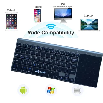 HMTX Tarak Ultra İnce Kablosuz klavye Bluetooth / 2.4 G Tablet Akıllı TV Smartphone için Laptop Klavye Touchpad ile Sayı Tuşları