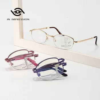 Ilerici Çok odaklı Anti-mavi ışık okuma gözlüğü Erkekler Kadınlar için Katlanır Taşınabilir Zoom Uzak Yakın Çift kullanımlı okuma gözlüğü