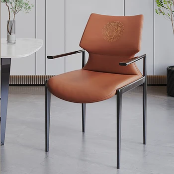 İtalyan Lüks Tasarımcı High end Yemek Sandalyesi Kol Dayama Ev Arkalığı Sandalye Modern Basit Restoran Sandalye