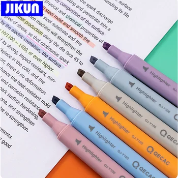 JIKUN 6 PCS Fosforlu Kalemler Kawaii Morandi Renk Okul Metin işaretleyici seti Üçgen Midliner Pastel İşaretleyiciler Kırtasiye