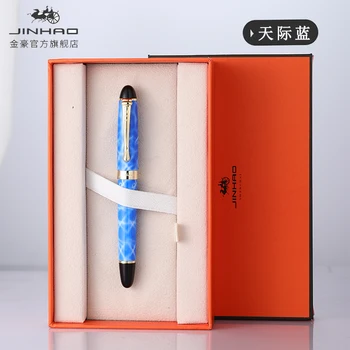 JİNHAO X450 Lüks Dazzle Mavi dolma kalem 0.5 mm/1.0 mm Bükülmüş Ucu Metal Mürekkep Kalemler Ofis Malzemeleri Okul Malzemeleri Yeni