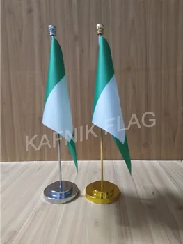 KAFNIK, Nijerya ofis masası masa bayrağı altın veya gümüş metal bayrak direği tabanı 14 * 21 cm ülke bayrağı ücretsiz kargo