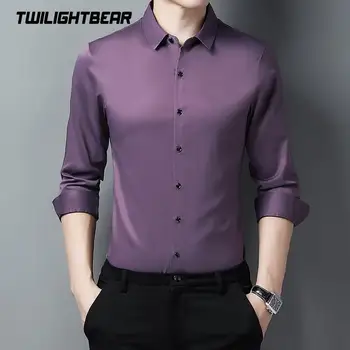 Katı Erkek Elbise Gömlek Uzun Kollu Erkek Yıkama Ve Aşınma iş gömleği erkek gömleği Beyaz Ofis Giyim İş Bluz 3XL AG167
