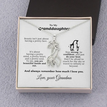 Kişiselleştirilmiş Popüler Büyükanne Torunu Kolye Zürafa kolye kutusu Yaratıcı Güzel Charm Hediye