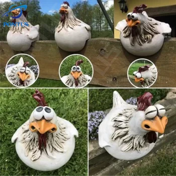 Komik Chiken Çit Dekor Reçine Büyük Göz Tavuklar Bahçe Sculputre Çiftlik Yard Heykelleri Dekorasyon Tavuk Figürleri Ev Süsler