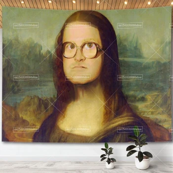 Komik Mizah Mona Lisa Goblen Duvar Dekor Halılar Odası Dekorasyon Estetik Komik Meme Tapestrys Yatak Odası Dekoratif Tapices