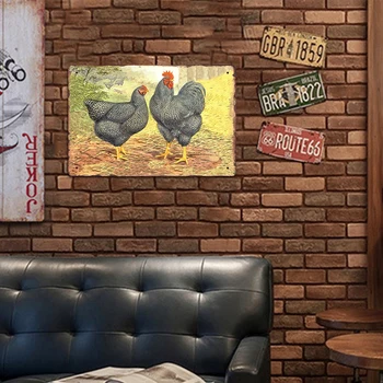 Kümes hayvanları tavuk metalik Poster ev dekorasyonu teneke boyama dikdörtgen su geçirmez oda için