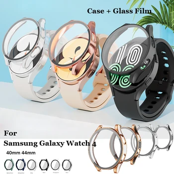 Kılıf + Temperli Cam Samsung Galaxy İzle 4 40mm 44mm Kapak Sert Kabuk Tam Ekran Koruyucu Tampon Galaxy Watch4 40 44mm