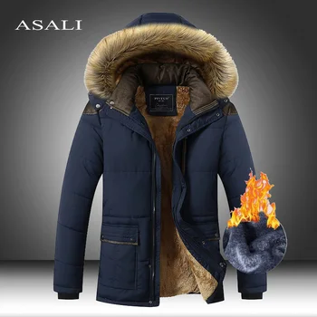 M-5XL Kürk Yaka Kapşonlu Erkekler Kış Ceket 2023 Yeni Moda Sıcak Yün Astar Erkek Ceket ve Ceket Rüzgar Geçirmez Erkek Parkas casaco