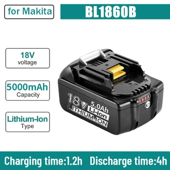 Makita 18V 5000mAh Şarj Edilebilir Güç Araçları Makita pili ile LED lityum-iyon yedek pil LXT BL1860B BL1860 BL1850