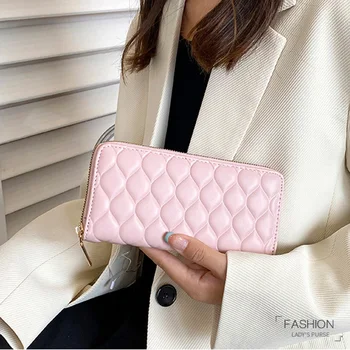 Marka Tasarımcısı Çizgili Impress kadın Cüzdan Basit Standart Çanta Uzun Boy bozuk para cüzdanı kart tutucu