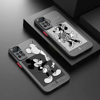 Mat Tampon telefon kılıfı için Xiaomi Redmi Not 12 7 8 9 8T 11T 8 10 Pro 9S 10S 11 11S mi 9A 9 12C K40 Mickey Minnie Çift