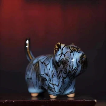 Mavi Kalıcı İtiraz Seramik Çay Pet Kedi Kaplan Gergedan Süsler Hayvan Figürleri Ev Dekor Heykeli Porselen Gergedan Heykel