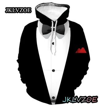 Moda Bahar Sonbahar Siyah Beyaz Smokin 3D All Over Kravat Baskılı erkek Tişörtü Unisex Kazak Rahat Ceket 6XL Tops