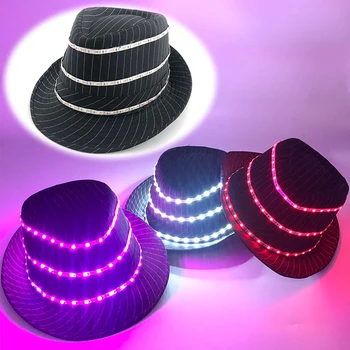 Moda LED şapka DJ Bar kulübü sahne ışık Neon LED kap aydınlatma Up dans parti performans şapka Glow parti malzemeleri