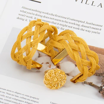 Moda takı seti Kadınlar için Altın Renk Düğüm Tasarım Manşet Bileklik Yeni Tasarım Boncuk Bilezik Düğün Gelin Takı Aksesuarları