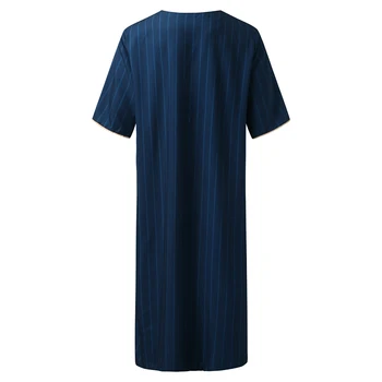 Müslüman Erkekler Jubba Thobe Uzun Kollu İslami Giyim Nakış V Yaka Kimono Robe Abaya Kaftan Dubai Arap Elbise Gömlek