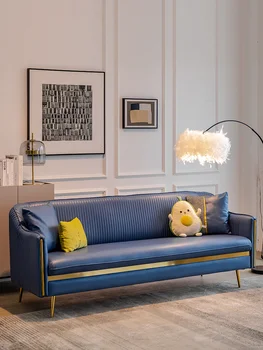 Nordic ışık lüks teknoloji kumaş kanepe küçük daire oturma odası yüksek profilli şekil basit Modern daire çift