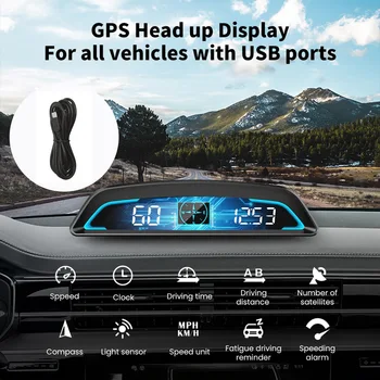 Otomatik HUD HEAD Up Display GPS Araba Hud Hız Göstergesi Araba Projektör İrtifa Pusula Aşırı Hız araba alarmı Aksesuarları