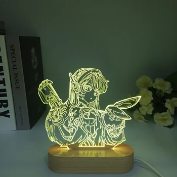 Oyun Overwatch DVA heykelcik 3D Illusion lamba bilgisayar ahşap masaüstü Otaku ışık ev dekorasyon tatil atmosfer aydınlatma dekor