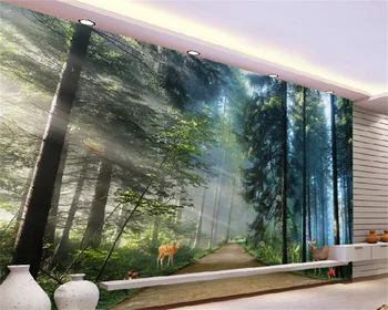 Papel de parede özel duvar kağıdı taze orman geyik oturma odası TV arka plan duvar dekoratif boyama fotoğraf duvar papier peint