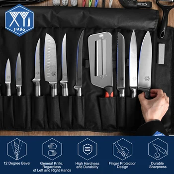 Paslanmaz Çelik Mutfak Bıçakları Aracı Set Profesyonel şef bıçağı Kiti Soyucu Rulo Çanta Sebze Dilimleme Hediye Paketlenmiş mutfak eşyası