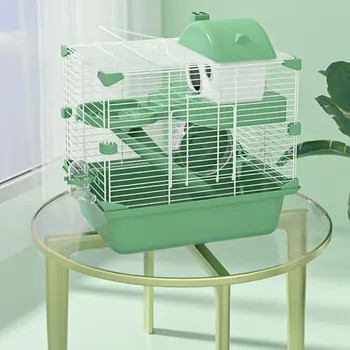 Pet Hamster Kafesi Akrilik Şeffaf Süper Çift Katlı Villa için Uygun Hamster Kobay Küçük Hayvanlar Evcil Hayvan Besleme Malzemeleri