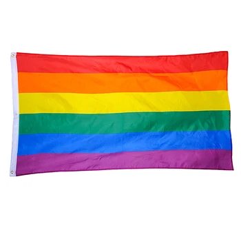Polyester Gökkuşağı Bayrağı büyük LGBT Gurur bayrağı Açık Afiş (60 * 90cm)