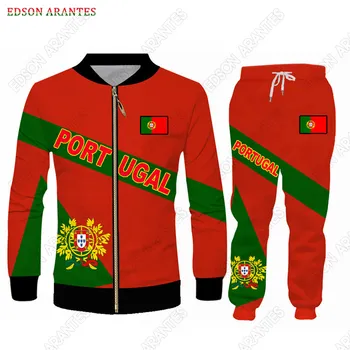 Portekiz Bayrağı erkek Eşofman Setleri Portugalian Coat of Arm baskılı kapüşonlu svetşört Kazak T-shirt Ceket Tank Top Koşu Atletik Seti