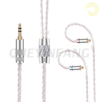 QUEYİNFANG 4 Çekirdekli Gümüş Kaplama Kablo Kulaklık Yükseltme Kablosu MMCX / 0.78 2Pin / A2DC Konektörü 3.5/2.5/4.4 mm Fiş