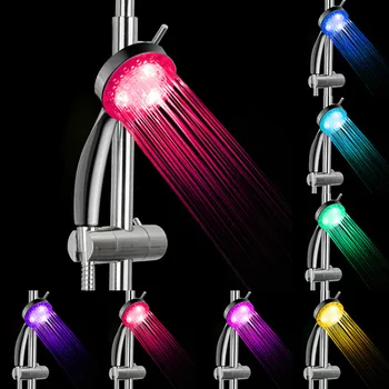 Renkli LED Duş Başlığı 7-Renk Değiştirme Duş Başlığı Hiçbir Pil LED Şelale Duş Başlığı Yuvarlak Banyo Duş Başlığı
